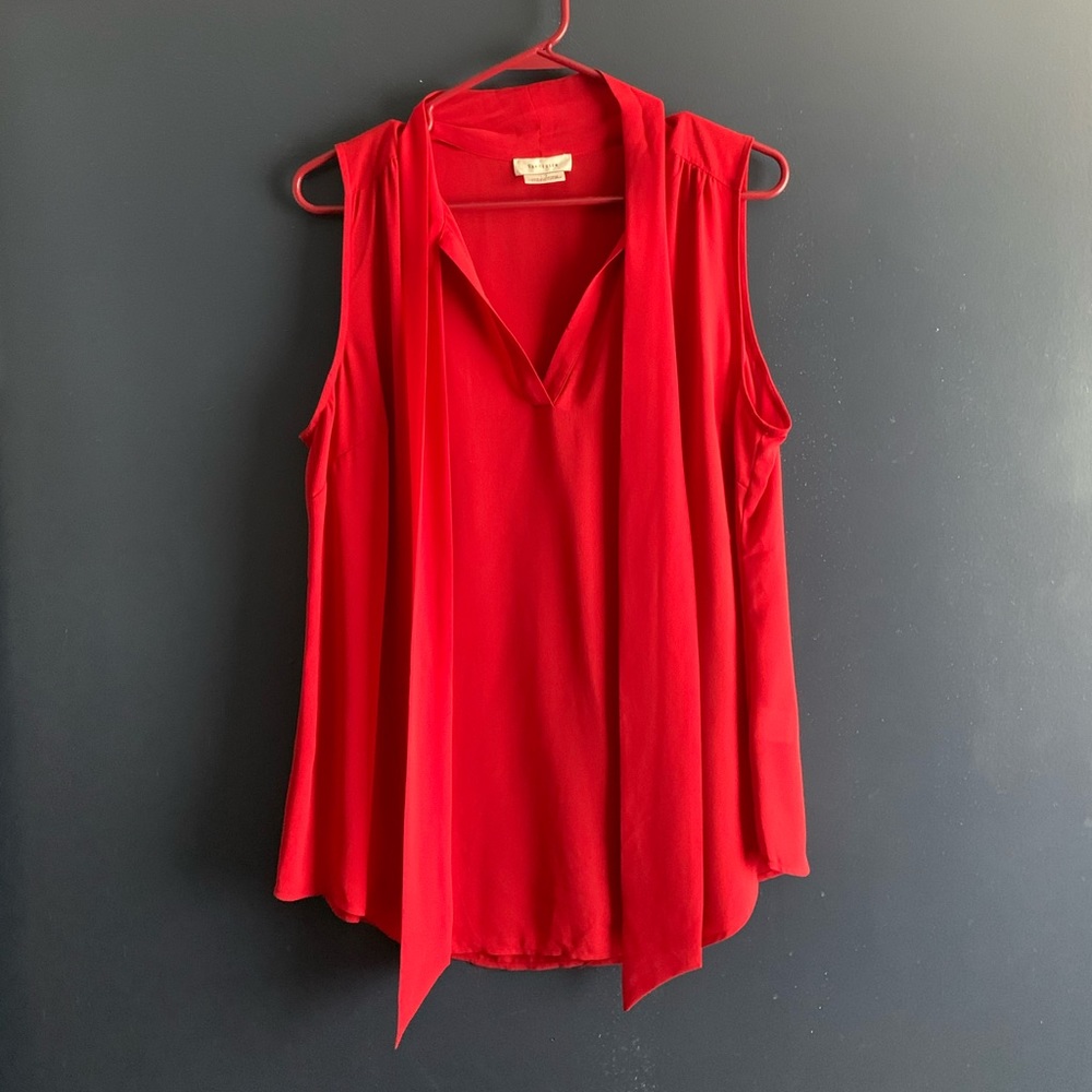 Van Heusen red semi-sheer sleeveless flowy  blouse